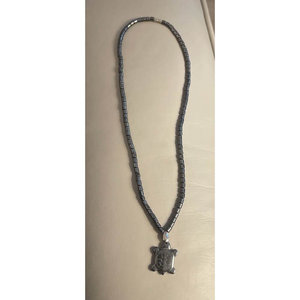 Hematite Turtle Pendant‎ 17" Necklace